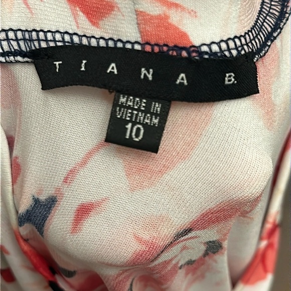 Tiana B Sz10 Shift Dress Mock Turtleneck Sleeveless, Blue Pink Floral Tropical - Picture 5 of 6